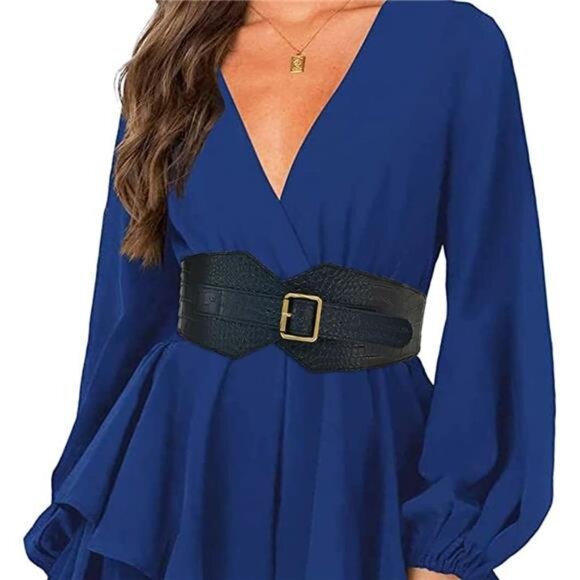 Wide Waist Corset Belt – PU Leather & Polyester, Elegant & Comfortable - Picture 3 of 3